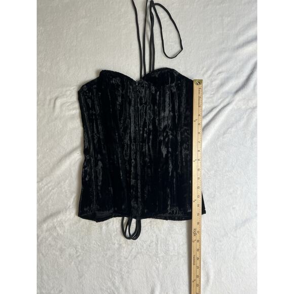 Daisy Corsets Women’s Velvet Corset Sz M Black Zipper Lace Up Whimsigoth Witchy - Picture 6 of 7